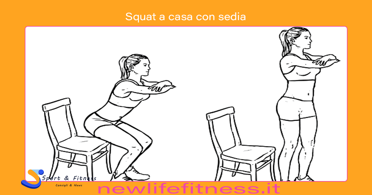 Squat a casa con sedia Squat a casa con sedia